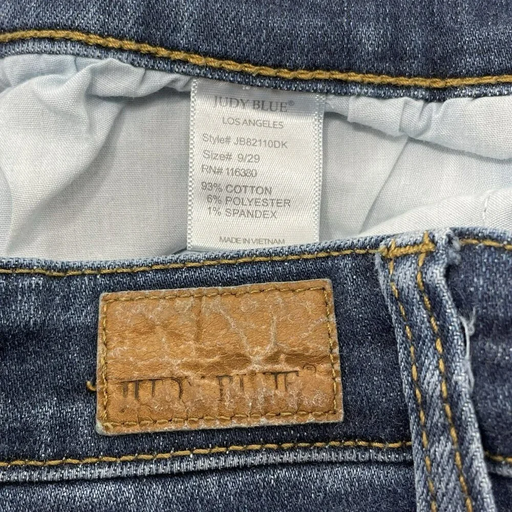 Judy Blue Skinny Slim Jeans Women Size 9/29 Fade Wash Distressed Moto Biker Rock - Picture 10 of 12